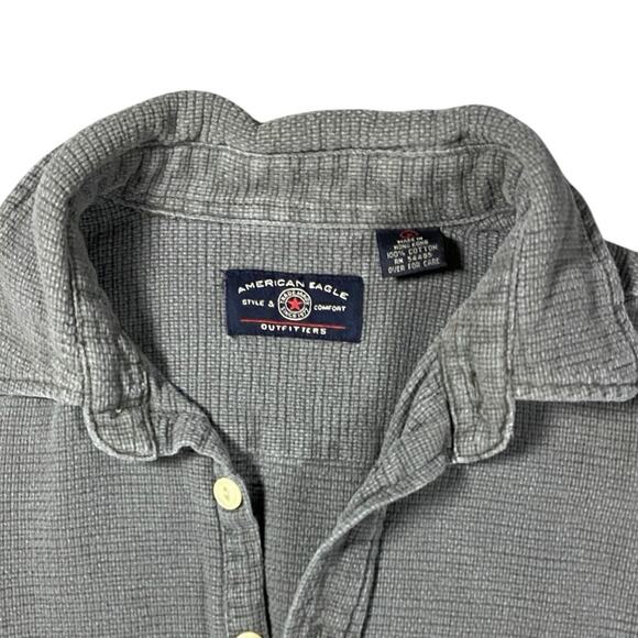 Vintage 90s American Eagle Textured Terry Cotton Polo Tee - L - Picture 4 of 5